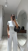 Beyaz Yarım Balıkçı Fitilli Bluz