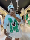 Beyaz Yeşil Harf Baskılı Sweat 