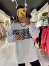 Beyaz Zebra Desen Oversize Sweat