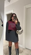 Bordo Antrasit Kol Detaylı Baskılı Sweat