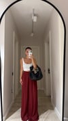Bordo Bel Lastikli Dökümlü Pantolon