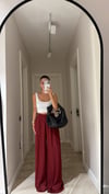 Bordo Bel Lastikli Dökümlü Pantolon