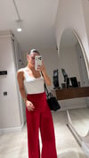 Bordo Beli Lastikli Kadife Pantolon