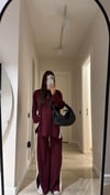 Bordo Beyaz Şeritli Yırtmaçlı Modal Takım