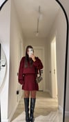 Bordo Bisiklet Yaka Etekli Triko Takım