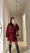 Bordo Bisiklet Yaka Etekli Triko Takım