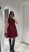 Bordo Bisiklet Yaka Kloş Elbise 