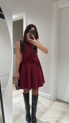 Bordo Bisiklet Yaka Kloş Elbise 