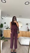 Bordo Bisiklet Yaka Kolsuz Pantolon Takım