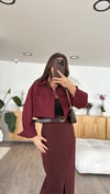 Bordo Çift Cepli Crop Gömlek 