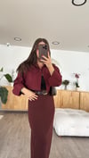 Bordo Çift Cepli Crop Gömlek 