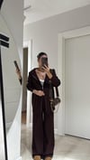 Bordo Çift Fermuarlı Kapüşonlu Triko Pantolon Takım