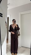 Bordo Çift Fermuarlı Kapüşonlu Triko Pantolon Takım