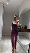 Bordo Düğüm Detaylı Yırtmaçlı Marka Model Etek