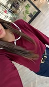Bordo Ekru Bebe Yaka Marka Model  Bluz