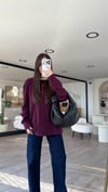 Bordo Ekru Ribanalı Marka Model İnce Sweat