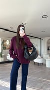 Bordo Ekru Ribanalı Marka Model İnce Sweat