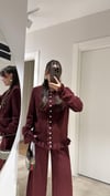 Bordo Fırfırlı Triko Hırka 