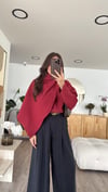 Bordo Fular Detaylı Tensel Bluz 