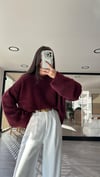 Bordo Geniş Kol Detaylı Marka Model Yumoş Kazak