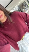 Bordo Geniş Kol Detaylı Marka Model Yumoş Kazak