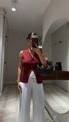 Bordo Gold Düğmeli Çelik Örme Triko Yelek 
