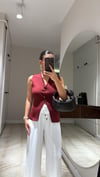 Bordo Gold Düğmeli Çelik Örme Triko Yelek 