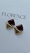 Bordo Gold Üçgen Dolgulu Küpe
