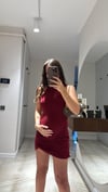 Bordo Halter Yaka Drapeli Elbise