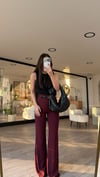 Bordo İspanyol Paça Kumaş Pantolon