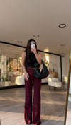Bordo İspanyol Paça Kumaş Pantolon