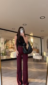 Bordo İspanyol Paça Kumaş Pantolon