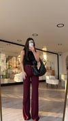 Bordo İspanyol Paça Kumaş Pantolon