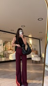 Bordo İspanyol Paça Kumaş Pantolon