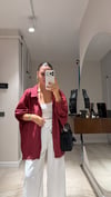 Bordo Kendinden Çizgili Transparan Gömlek