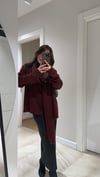 Bordo Kendinden Şallı Triko Kazak