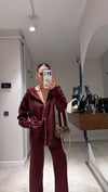 Bordo Ön Fermuarlı Hırkalı Triko Takım