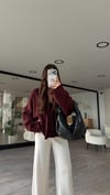 Bordo Ön Tokalı Ravi Triko Hırka 