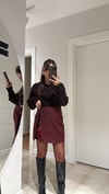 Bordo Payet Detaylı Mini Etek
