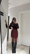 Bordo Payet Detaylı Mini Etek