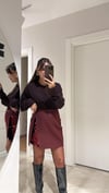 Bordo Payet Detaylı Mini Etek