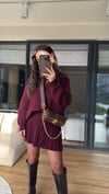 Bordo Pileli Etekli Triko Takım 