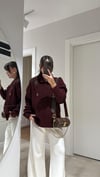 Bordo Polo Yaka Ayıcık Nakışlı Kazak