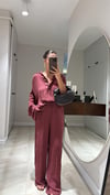 Bordo Polo Yaka Premium Keten Takım 