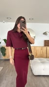 Bordo Polo Yaka Vatkalı Tshirt