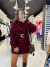 Bordo Renk Balıkçı Yaka Marka Model Elbise