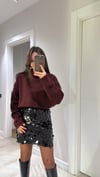 Bordo Renk Bisiklet Yaka Marka Model Tüylü Kazak