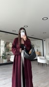 Bordo Şal Yaka Uzun Hırka 