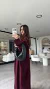 Bordo Şal Yaka Uzun Hırka 