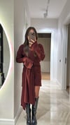 Bordo Şallı Triko Elbise